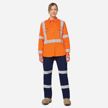 Load image into Gallery viewer, KingGee Women's Originals Hv Vented Nsw Rail Taped Shirt - Orange
