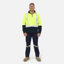 Load image into Gallery viewer, KingGee Men's Originals Spliced Hi-Vis Taped 1/4 Zip Pullover - Yellow/Navy
