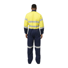 Load image into Gallery viewer, KingGee Men's Originals Spliced Hi-Vis Taped Overall - Yellow/Navy
