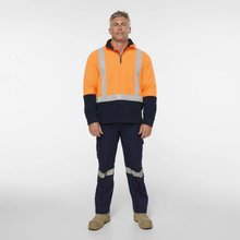 Load image into Gallery viewer, KingGee Men's Originals Spliced Hi-Vis Taped 1/4 Zip Pullover - Orange/Navy
