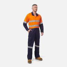 Load image into Gallery viewer, KingGee Men's Workcool 2 Reflective Spliced Combination Overall - Orange/Navy
