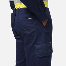 Load image into Gallery viewer, KingGee Men's Originals Spliced Hi-Vis Vented Taped Overall - Yellow/Navy
