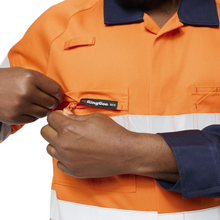 Load image into Gallery viewer, KingGee Men's Originals Spliced Hi-Vis Taped Overall - Orange/Navy

