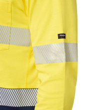 Load image into Gallery viewer, KingGee Men's Originals Spliced Hi-Vis Taped L/S Cotton Polo - Yellow/Navy
