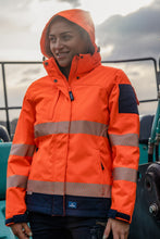 Load image into Gallery viewer, Rainbird Women&#39;s Ellis Hi-Vis Softshell Coat - Orange/Navy - Jackets
