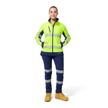 Load image into Gallery viewer, KingGee Women's Women’S Originals Hi-Vis Taped Softshell Jacket - Yellow/Navy
