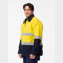 Load image into Gallery viewer, KingGee Men's Originals Spliced Hi-Vis Taped Bluey Jacket - Yellow/Navy
