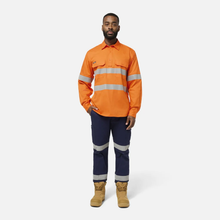 Load image into Gallery viewer, KingGee Men's Originals Closed Front Gusset Taped L/S Shirt - Orange
