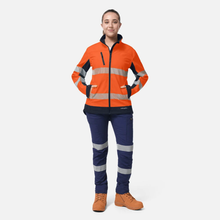 Load image into Gallery viewer, KingGee Women's Originals Hi-Vis Taped Softshell Jacket - Orange/Navy
