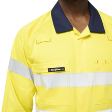 Load image into Gallery viewer, KingGee Men's Originals Spliced Hi-Vis Taped Overall - Yellow/Navy
