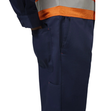 Load image into Gallery viewer, KingGee Men's Originals Spliced Hi-Vis Taped Overall - Orange/Navy
