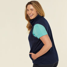 Load image into Gallery viewer, NNT Women's Textured Fleece Zip Front Vest - Navy
