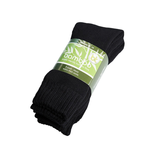 Bamboo Textiles Men's Thick Sock 3-Pack - Black - Socks