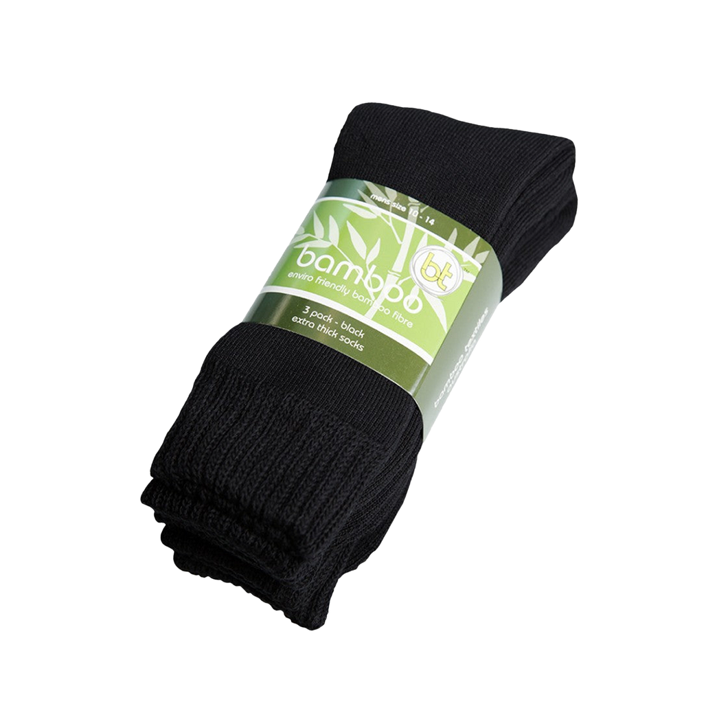 Bamboo Textiles Men's Thick Sock 3-Pack - Black - Socks