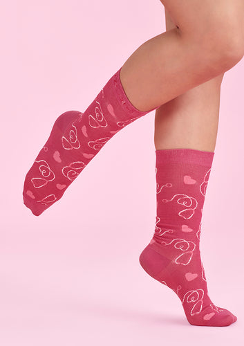 Biz Care Unisex Pink Ribbon Socks - Pink - 