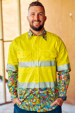 Load image into Gallery viewer, TradeMutt Men's Bonza Day/Night Hi Vis Full Button Workshirt - Yellow
