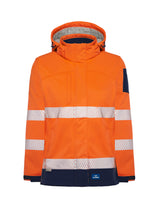 Load image into Gallery viewer, Rainbird Women&#39;s Ellis Hi-Vis Softshell Coat - Orange/Navy - Jackets
