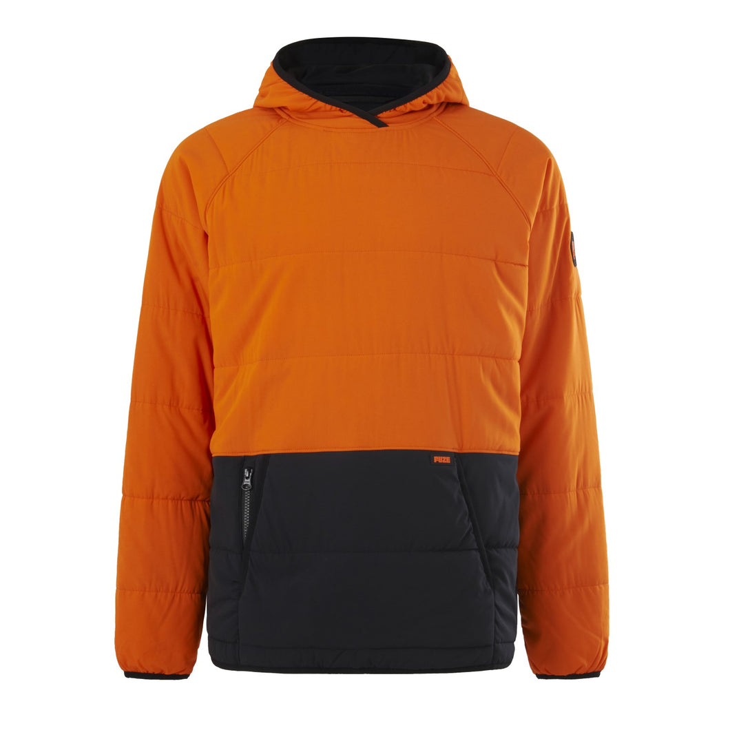 FUZE Men's Spliced Tech Hoodie - Orange/Black - Hoodie