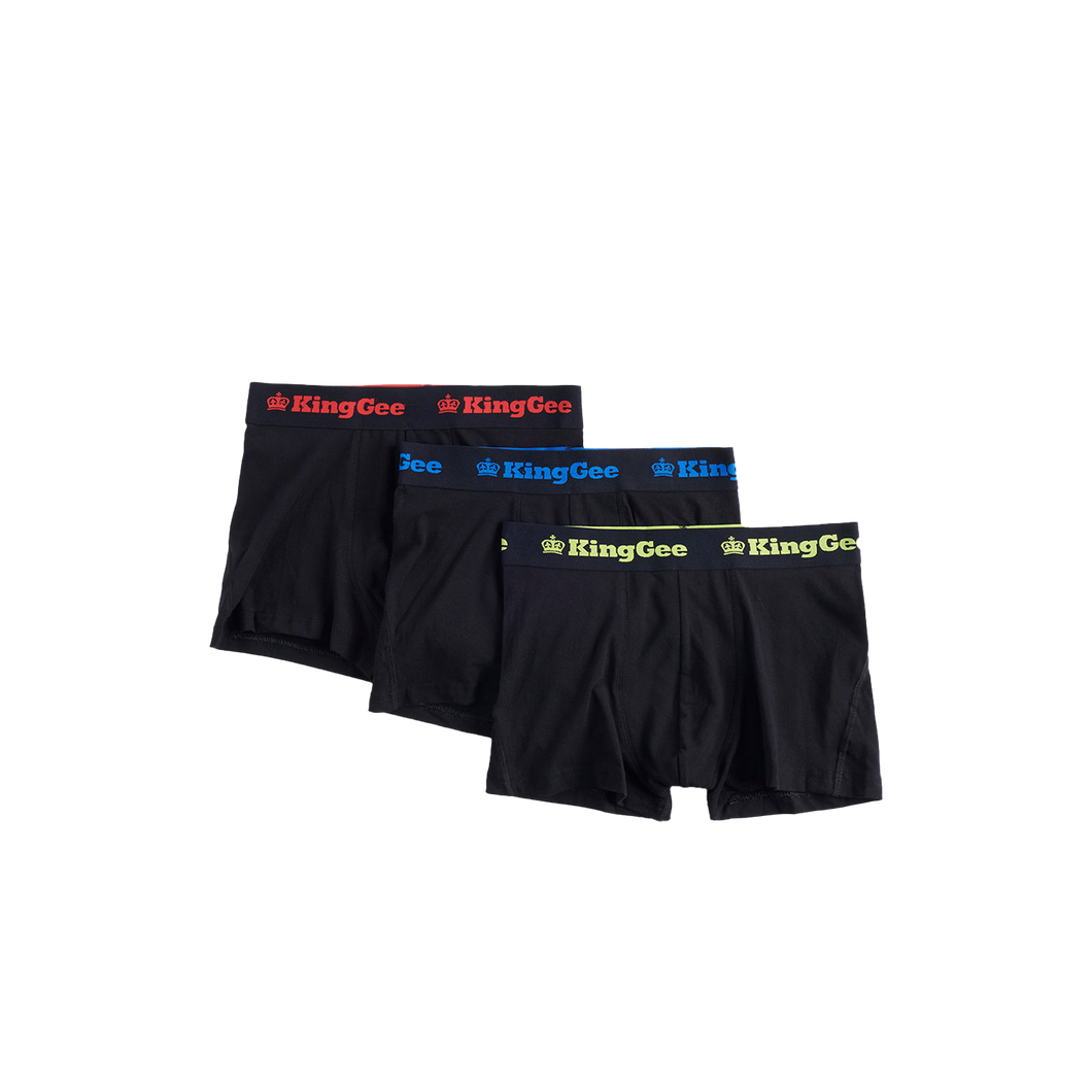 KingGee Men's Cotton Trunk 3 Pack - Black - Underwear