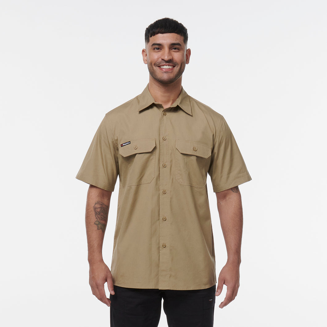 KingGee Men's Workcool Vented Short Sleeve Shirt - Khaki - Shirts