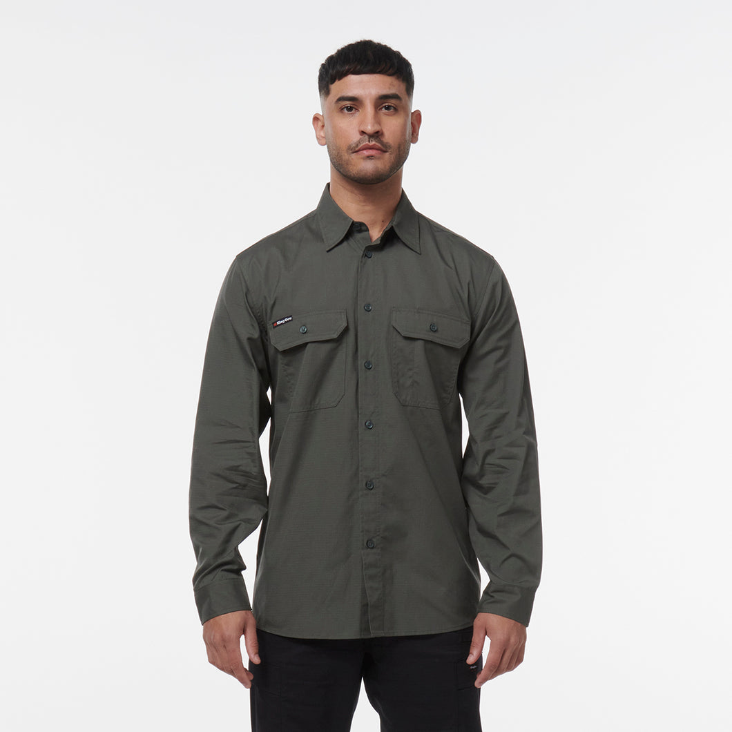 KingGee Men's Workcool Vented Long Sleeve Shirt - Green - Shirts