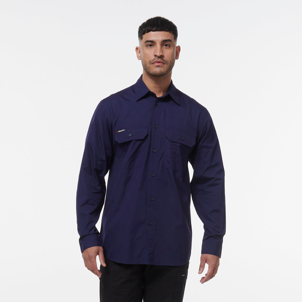 KingGee Men's Workcool Vented Long Sleeve Shirt - Navy - Shirts