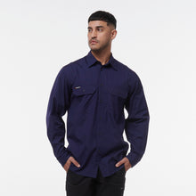 Load image into Gallery viewer, KingGee Men&#39;s Workcool Vented Long Sleeve Shirt - Navy - Shirts
