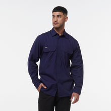 Load image into Gallery viewer, KingGee Men&#39;s Workcool Vented Long Sleeve Shirt - Navy - Shirts
