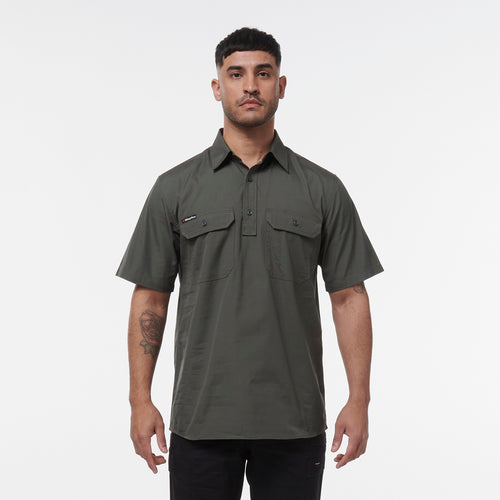 KingGee Men's Workcool Vented Close Front Short Sleeve Shirt - Green - Shirts