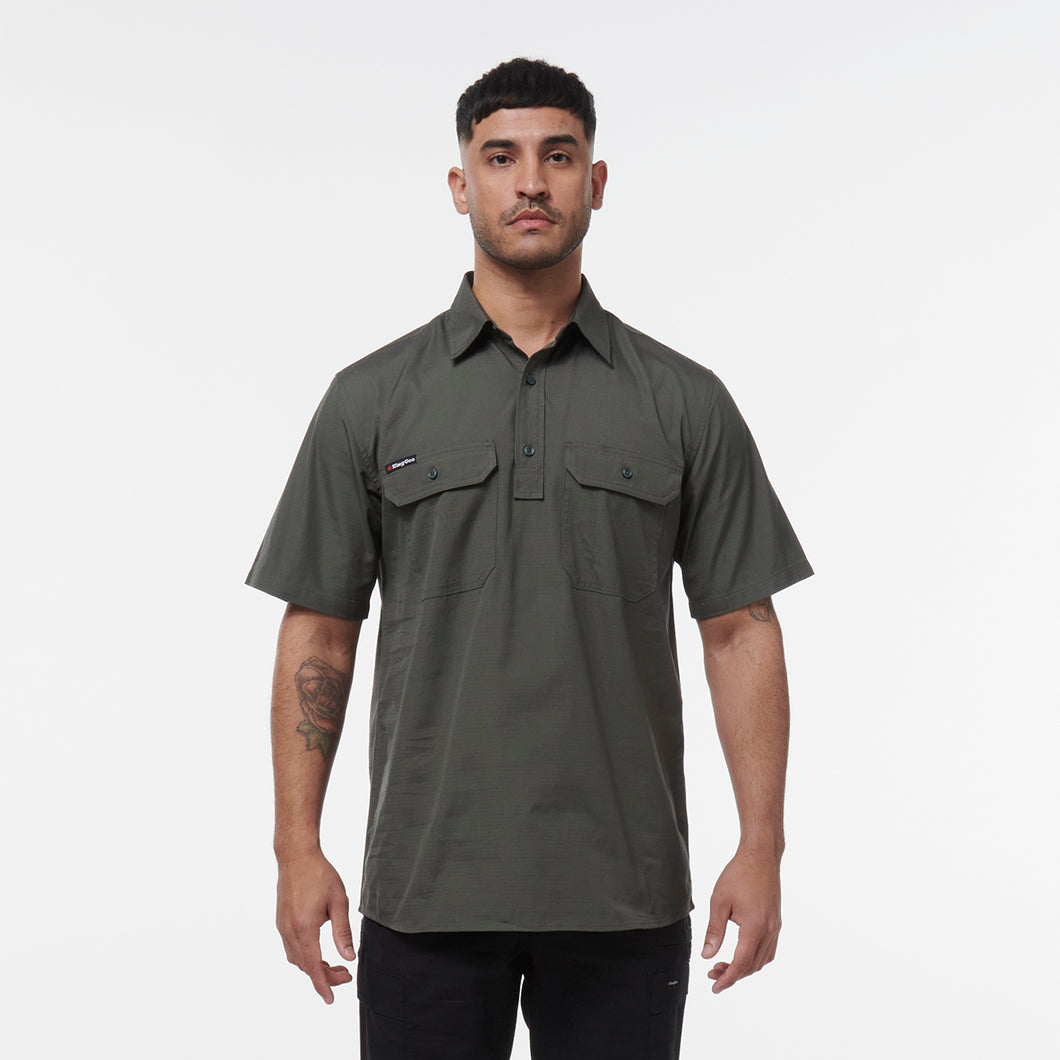 KingGee Men's Workcool Vented Close Front Short Sleeve Shirt - Green - Shirts