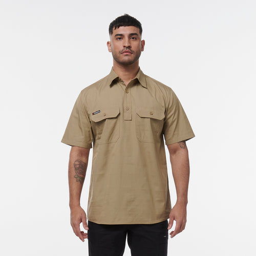 KingGee Men's Workcool Vented Close Front Short Sleeve Shirt - Khaki - Shirts