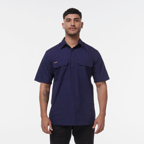 KingGee Men's Workcool Vented Close Front Short Sleeve Shirt - Navy - Shirts