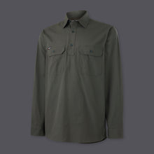 Load image into Gallery viewer, KingGee Men&#39;s Workcool Vetented Close Front Long Sleeve Shirt - Green - Shirts
