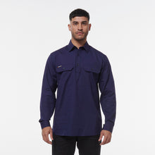 Load image into Gallery viewer, KingGee Men&#39;s Workcool Vetented Close Front Long Sleeve Shirt - Navy - Shirts
