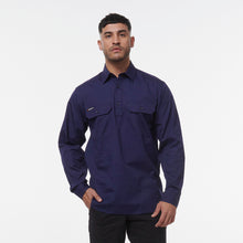 Load image into Gallery viewer, KingGee Men&#39;s Workcool Vetented Close Front Long Sleeve Shirt - Navy - Shirts
