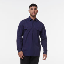 Load image into Gallery viewer, KingGee Men&#39;s Workcool Vetented Close Front Long Sleeve Shirt - Navy - Shirts
