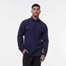 Load image into Gallery viewer, KingGee Men&#39;s Workcool Vetented Close Front Long Sleeve Shirt - Navy - Shirts
