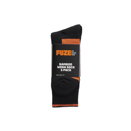 FUZE Bamboo Work Socks 3 Pack - Black - Socks