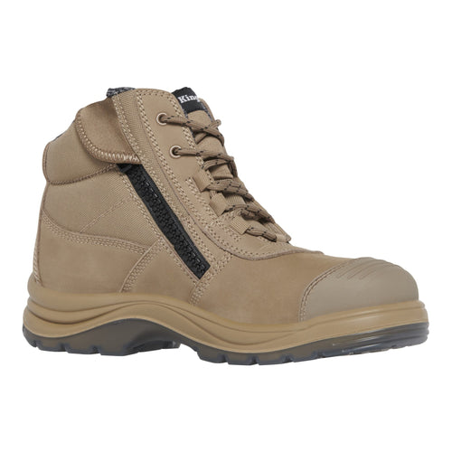 KingGee Men's Tradie Comfortmax Zip Sided Safety Boot - Stone - Safety Footwear