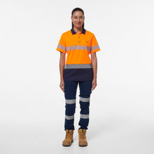 Load image into Gallery viewer, KingGee Women&#39;s Workcool Hyperfreeze Reflective Spliced Short Sleve Polo - Orange/Navy - Polos
