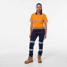 Load image into Gallery viewer, KingGee Women&#39;s Workcool Hyperfreeze Reflective Spliced Short Sleve Polo - Orange/Navy - Polos
