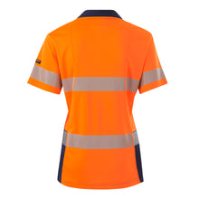 Load image into Gallery viewer, KingGee Women&#39;s Workcool Hyperfreeze Reflective Spliced Short Sleve Polo - Orange/Navy - Polos
