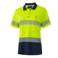 Load image into Gallery viewer, KingGee Women&#39;s Workcool Hyperfreeze Reflective Spliced Short Sleve Polo - Yellow/Navy - Polos
