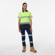 Load image into Gallery viewer, KingGee Women&#39;s Workcool Hyperfreeze Reflective Spliced Short Sleve Polo - Yellow/Navy - Polos
