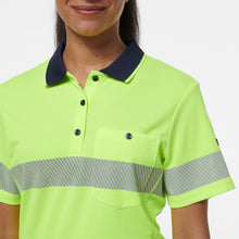 Load image into Gallery viewer, KingGee Women&#39;s Workcool Hyperfreeze Reflective Spliced Short Sleve Polo - Yellow/Navy - Polos
