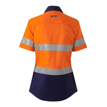 Load image into Gallery viewer, KingGee Women&#39;s Workcool Vented Reflective Short Sleeve Shirt - Orange/Navy - Shirts
