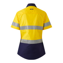 Load image into Gallery viewer, KingGee Women&#39;s Workcool Vented Reflective Short Sleeve Shirt - Yellow/Navy - Shirts
