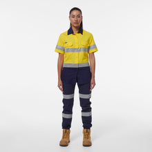 Load image into Gallery viewer, KingGee Women&#39;s Workcool Vented Reflective Short Sleeve Shirt - Yellow/Navy - Shirts
