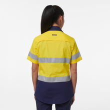 Load image into Gallery viewer, KingGee Women&#39;s Workcool Vented Reflective Short Sleeve Shirt - Yellow/Navy - Shirts
