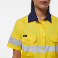 Load image into Gallery viewer, KingGee Women&#39;s Workcool Vented Reflective Short Sleeve Shirt - Yellow/Navy - Shirts
